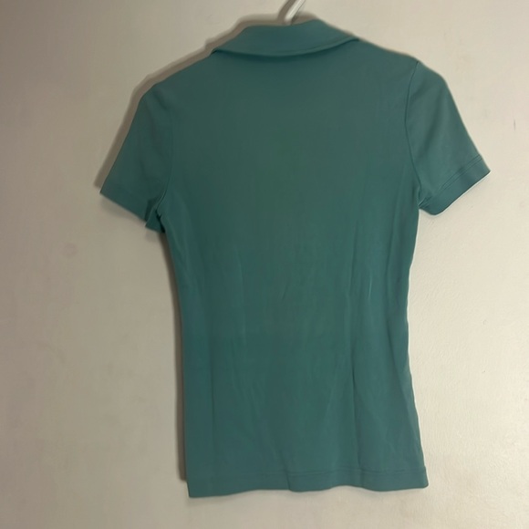 TORY BURCH Green/Blue Polo Shirt with TB Signature Buttons - Sz Extra Small - Picture 2 of 8